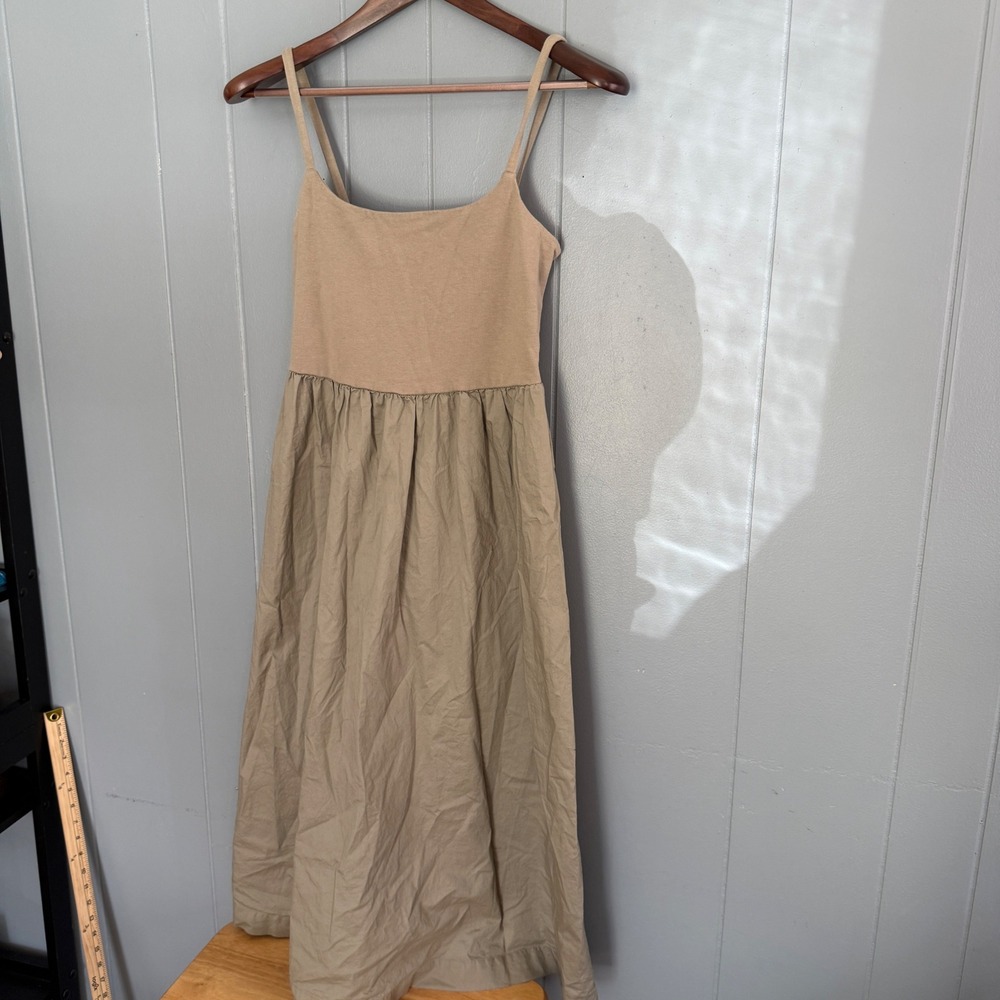 Old Navy Womens Tan Sleeveless Midi Dress Size Medium Neutral Cotton Blend